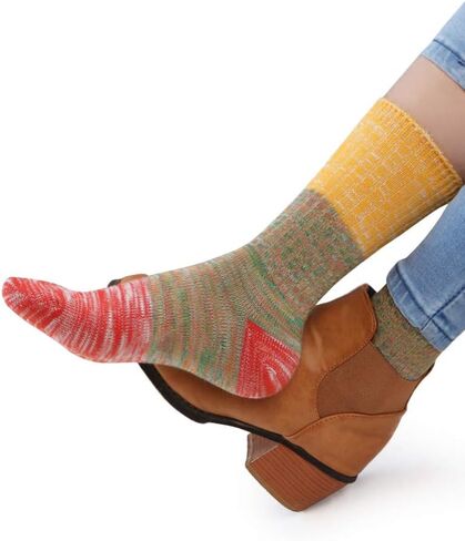 VERO MONTE 4 Pairs Colorful Patterned Cotton Socks for Women Casual Crew Socks in Saudi Arabia