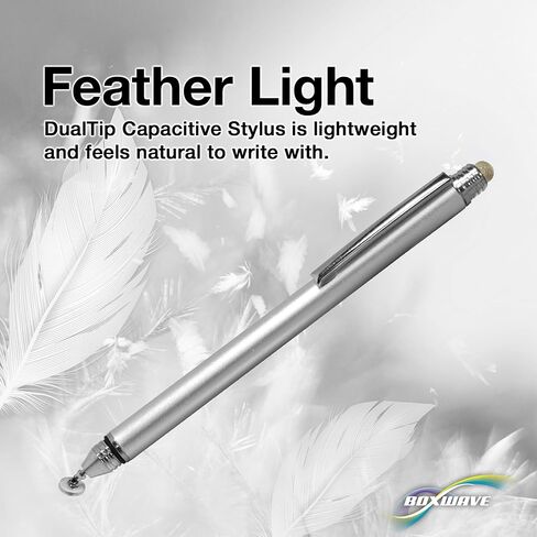 قلم BoxWave Stylus متوافق مع Amazon Kindle Colorsoft Signature Edition الجيل الأول (7 بوصات) - قلم ذو سعة DualTip، قلم ذو طرف قرصي من الألياف ذو سعة - فضي معدني in Saudi Arabia