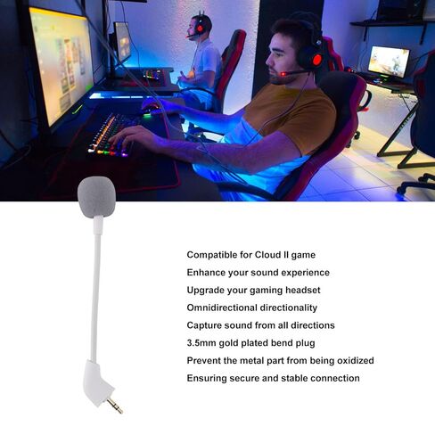VINGVO Gaming Mic, Headset Microphone Mic Replacement Noise Reduction Clear Sound Flexible 3.5mm Microphone 3.5mm Plug Microphone for Cloud II Game in Saudi Arabia