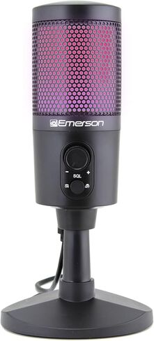 ميكروفون Emerson EAM-9050 USB للألعاب والبث مع إضاءة RGB ونمط الالتقاط القلبي وإعداد التوصيل والتشغيل وتقليل الضوضاء - مثالي للاعبين ومشغلي البث ومنشئي المحتوى in Saudi Arabia