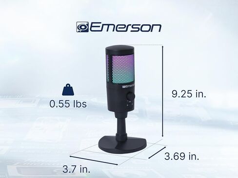 ميكروفون Emerson EAM-9050 USB للألعاب والبث مع إضاءة RGB ونمط الالتقاط القلبي وإعداد التوصيل والتشغيل وتقليل الضوضاء - مثالي للاعبين ومشغلي البث ومنشئي المحتوى in Saudi Arabia