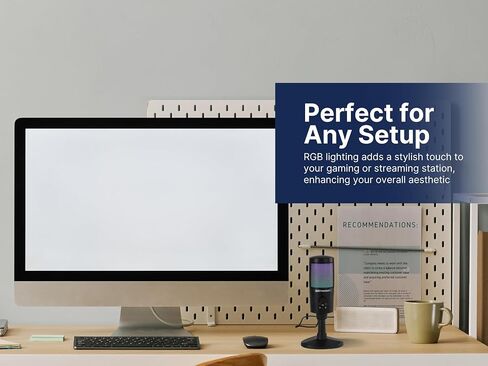 ميكروفون Emerson EAM-9050 USB للألعاب والبث مع إضاءة RGB ونمط الالتقاط القلبي وإعداد التوصيل والتشغيل وتقليل الضوضاء - مثالي للاعبين ومشغلي البث ومنشئي المحتوى in Saudi Arabia