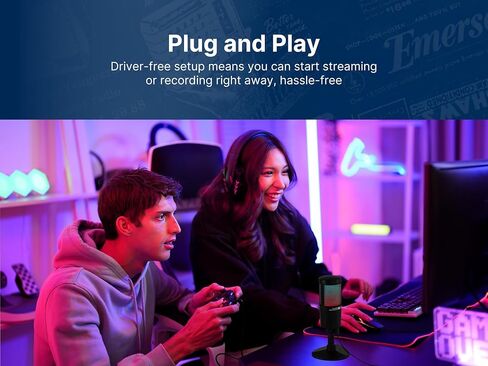ميكروفون Emerson EAM-9050 USB للألعاب والبث مع إضاءة RGB ونمط الالتقاط القلبي وإعداد التوصيل والتشغيل وتقليل الضوضاء - مثالي للاعبين ومشغلي البث ومنشئي المحتوى in Saudi Arabia