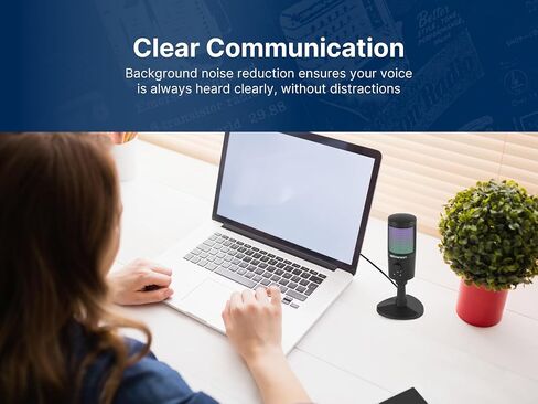 ميكروفون Emerson EAM-9050 USB للألعاب والبث مع إضاءة RGB ونمط الالتقاط القلبي وإعداد التوصيل والتشغيل وتقليل الضوضاء - مثالي للاعبين ومشغلي البث ومنشئي المحتوى in Saudi Arabia