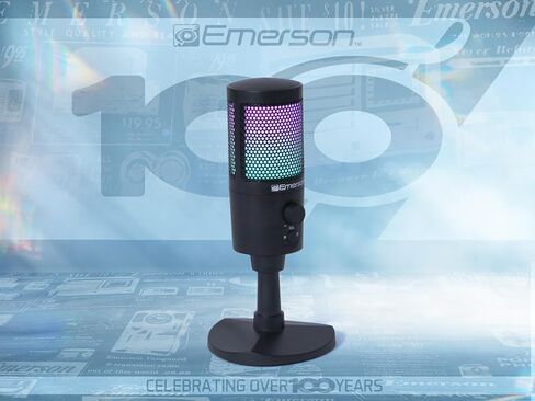 ميكروفون Emerson EAM-9050 USB للألعاب والبث مع إضاءة RGB ونمط الالتقاط القلبي وإعداد التوصيل والتشغيل وتقليل الضوضاء - مثالي للاعبين ومشغلي البث ومنشئي المحتوى in Saudi Arabia
