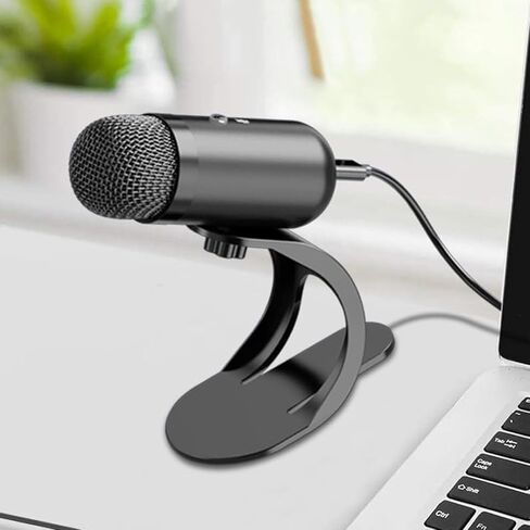 ميكروفون كمبيوتر USB مزود بشريحة ذكية متقدمة لتقليل الضوضاء بزاوية 360 درجة للبث المباشر وميكروفون للكمبيوتر المحمول مصنوع من سبائك الألومنيوم باللون الأسود in Saudi Arabia