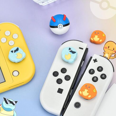 DLseego Thumb Grips Caps Design for Switch/Switch lite/Switch OLED Console, Soft Silicone Joycon Analog Controller Protective Anti-Slip Covers 4PCS Button Joy Con Joystick Dragon Turtle - Blue Orange in Saudi Arabia
