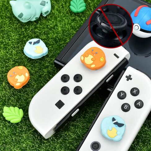 DLseego Thumb Grips Caps Design for Switch/Switch lite/Switch OLED Console, Soft Silicone Joycon Analog Controller Protective Anti-Slip Covers 4PCS Button Joy Con Joystick Dragon Turtle - Blue Orange in Saudi Arabia
