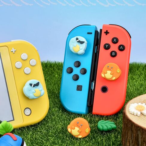 DLseego Thumb Grips Caps Design for Switch/Switch lite/Switch OLED Console, Soft Silicone Joycon Analog Controller Protective Anti-Slip Covers 4PCS Button Joy Con Joystick Dragon Turtle - Blue Orange in Saudi Arabia
