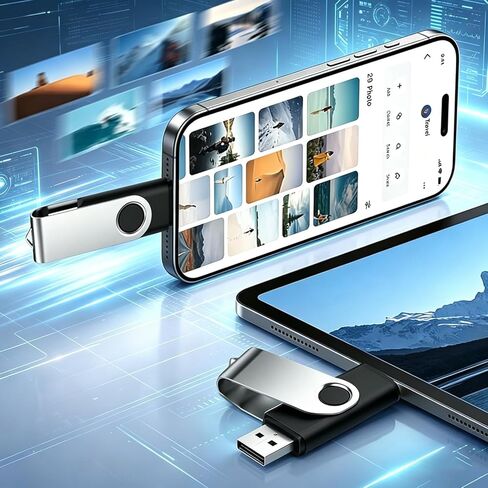 USB C Flash Drive Dual USB 2.0 Flash Drive Type C + USB A Memory Stick Flash Drive Portable Type-C Flash Drive 2-in-1 USB-C Thumb Drive for Smartphone Tablet Computer iPhone, Sliver/Black in Saudi Arabia