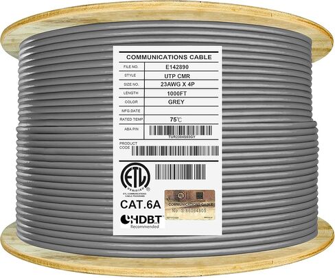 Elite 250ft. Cat6A Riser (CMR) Unshielded, 23AWG, 10Gb, Solid Bare Copper, 750MHz, UL Listed (Blue) in Kuwait