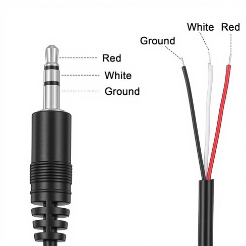 4Pcs 1FT 3.5mm Male Plug Jack Connector Replacement Repair, 3.5mm TRS Stereo Male Plug to Bare Wire, 1/8" 3 Pole to Bare Wire Audio Cable Open End Cable for Headphone Speaker Controller DIY in Saudi Arabia