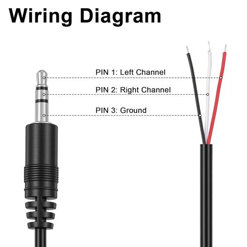 4Pcs 1FT 3.5mm Male Plug Jack Connector Replacement Repair, 3.5mm TRS Stereo Male Plug to Bare Wire, 1/8" 3 Pole to Bare Wire Audio Cable Open End Cable for Headphone Speaker Controller DIY in Saudi Arabia