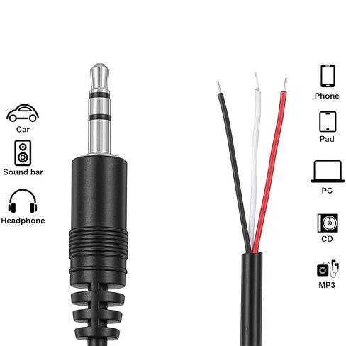 4Pcs 1FT 3.5mm Male Plug Jack Connector Replacement Repair, 3.5mm TRS Stereo Male Plug to Bare Wire, 1/8" 3 Pole to Bare Wire Audio Cable Open End Cable for Headphone Speaker Controller DIY in Saudi Arabia