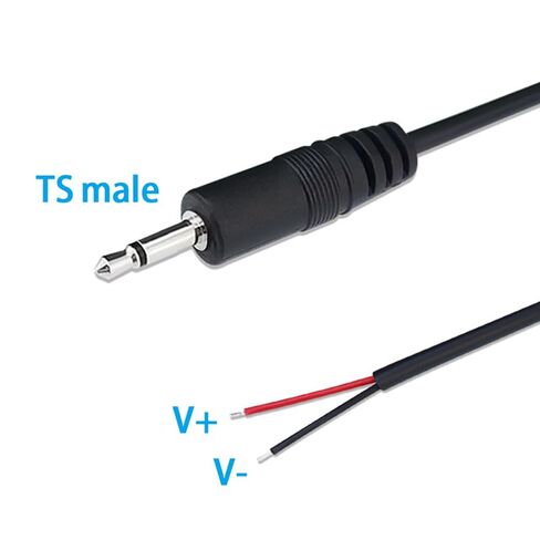 2PCS 3FT 3.5mm 1/8 "TS Mono Audio ذكر التوصيل إلى سلك مكشوف كابل نهاية مفتوحة، TS 2Pole جاك موصل إلى مكبر الصوت سلك ضفيرة AUX كابل لسماعة الرأس وحدة تحكم مكبر الصوت استبدال إصلاح الطاقة in Kuwait