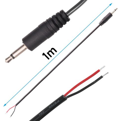 2PCS 3FT 3.5mm 1/8 "TS Mono Audio ذكر التوصيل إلى سلك مكشوف كابل نهاية مفتوحة، TS 2Pole جاك موصل إلى مكبر الصوت سلك ضفيرة AUX كابل لسماعة الرأس وحدة تحكم مكبر الصوت استبدال إصلاح الطاقة in Kuwait