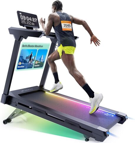 1st Smart Home Treadmill only for Marathoner, UREVO Quiet Treadmills for Home with Dual Brushless 4.0 HP Motorized, 12.5 MPH Foldable Treadmill, 400 LBS Capacity, 12% Auto Incline, Installation Free in Saudi Arabia