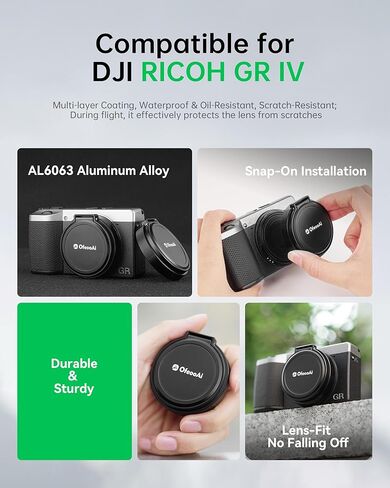 غطاء عدسة أوتوماتيكي معدني لكاميرا Ricoh GR IV (GR4) الرقمية، غطاء واقي عدسة فتح/إغلاق تلقائي من الألومنيوم، ملحق كاميرا مقاوم للغبار ومضاد للخدش، ملحقات لـ Ricoh GR 4 in Kuwait