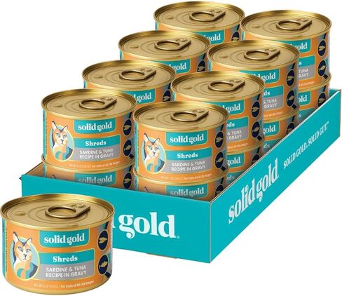 حزمة متنوعة من طعام القطط الرطب من نوع Solid Gold Surf & Turf - طعام القطط المعلب المصنوع من البروتين الحقيقي للقطط من جميع الأعمار - طعام رطب خالٍ من الحبوب للمعدة الحساسة - علبة 12 قيراط/3 أوقية in Kuwait