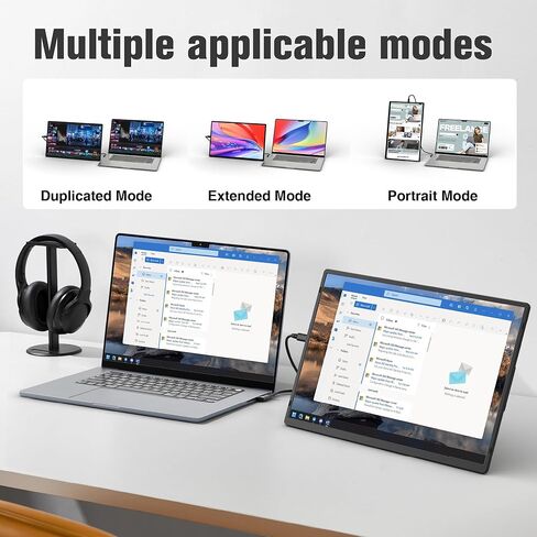 16 Inch Portable Monitor for Laptop, 1200P FHD Dual Monitor Extender with VESA Magnetic Stand, External Travel Display for Mac PC Phone in Saudi Arabia