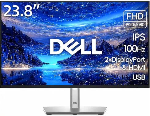 شاشة Dell P2425HE مقاس 24 بوصة IPS FHD، نسبة تباين 100 هرتز 1500:1، 99% sRGB، USB-C، HDMI، USB-A، VGA، DisplayPort، الارتفاع، الميل، الدوران، المحور، فضي in Saudi Arabia
