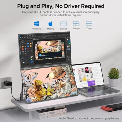 شاشة UPERFECT Delta 23.8 بوصة 100 هرتز المحمولة لموسع شاشة الكمبيوتر المحمول، شاشة ثلاثية مكدسة 1080P HDR 360 درجة قابلة للطي مع حامل وVESA لوحدة تحكم ألعاب الهاتف المحمول والكمبيوتر الشخصي (لا حاجة إلى سائق) in Saudi Arabia