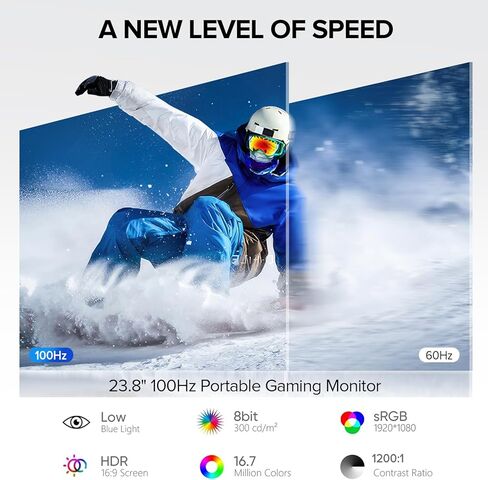 شاشة UPERFECT Delta 23.8 بوصة 100 هرتز المحمولة لموسع شاشة الكمبيوتر المحمول، شاشة ثلاثية مكدسة 1080P HDR 360 درجة قابلة للطي مع حامل وVESA لوحدة تحكم ألعاب الهاتف المحمول والكمبيوتر الشخصي (لا حاجة إلى سائق) in Saudi Arabia