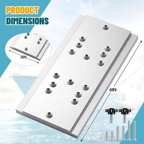 Frienda Tackle Fishing Rod Holder Adapter Plate, 3" x 6" Anodized Aircraft Grade Aluminum Compact Track System Adapter with Stainless Hardware for Various Rod Holders, Not Included Track System in Saudi Arabia