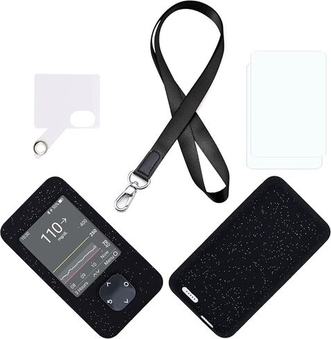 حافظة سيليكون بألوان مختلطة لجهاز استقبال Dexcom G7 وG6 (تتضمن حبل قصير + رقعة حبل قصير + واقي شاشة) (لامع/أرجواني) in Kuwait