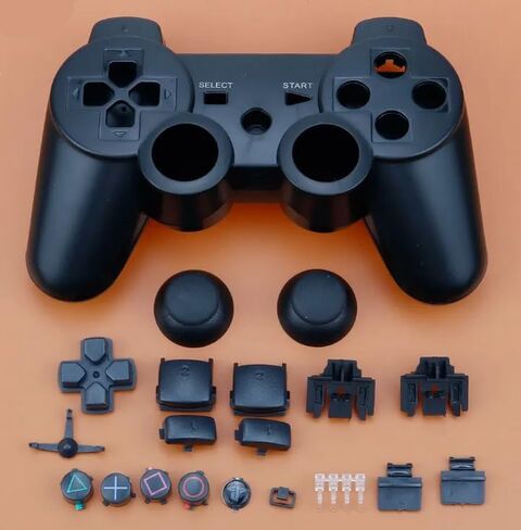 Warley Plastic Hard Housing Shell Case for PS3 Wireless Controller Front Back Cover with Full Set Buttons and Inner Frame Bracket (Black) in Saudi Arabia