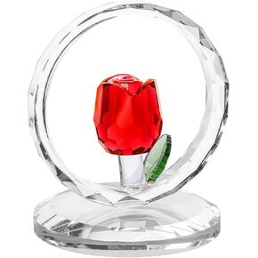 LONGWIN Crystal Tulips Flower Figurines with a Outer Circular Ring, Glass Spring Bouquet Collectible Figurines Home Decor - Gift Idea for Mothers Day, Valentine's Day (Cobalt Blue) in Kuwait