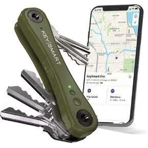 KeySmart iPro - Key Finder Locator with Sound, Keychain Key Holder, Apple Find My App Compatible, Key Organizer, Compact Clutter-Free Key Chain Tracker, Rechargeable Battery (Up to 14 Keys, Black) in Saudi Arabia