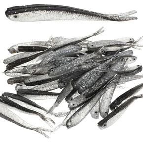 50 PCS Crappie Jigs, Soft Plastic Crappie Lures, Lifelike Forked Tail Minnow Baits, Scented Rubber Lures for Freshwater and Saltwater Bass, Trout, Walleye in Kuwait