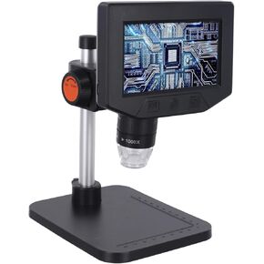 مجهر رقمي بشاشة LCD مقاس 4.3 بوصة، تكبير 50-1000X، تسجيل فيديو 1080 بكسل، 8 مصابيح LED قابلة للتعديل، فحص خطأ العملة المعدنية بوصلة USB، أحجار كريمة، نباتات، تعليم، أسود in Kuwait