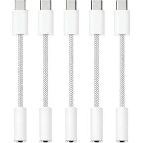 USB-C to 3.5mm Audio Headphone Adapter - HiFi Compatible with Apple iPhone 17 16 15 Galaxy S25 S24 S23 S22 S21 Plus Pro Max Ultra Pixel iPad - Type C to Aux Cord Jack Dongle Nylon-Braided in Saudi Arabia