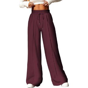 Aleumdr Womens High Waist Wide Leg Pants Lounge Joggers Baggy Sweatpants Casual Loose Yoga Pants with Pockets Black Large in Kuwait