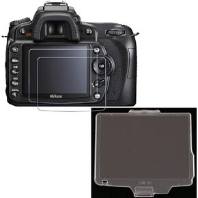 واقيات شاشة كاميرا TG وABS لكاميرا Nikon D90 DSLR-2+1PCs | D90، زجاج مقسى، فيلم شاشة، غطاء ABS، BM-10، Ultra-Clea، BM10، مضاد للخدش، صلابة 9H+ in Kuwait
