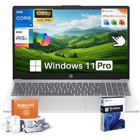 HP 15.6 كمبيوتر محمول يعمل باللمس للأعمال، مكتب مجاني 365 للويب، Intel 10-Core i7-1355U، 16GB DDR4، 512GB SSD، شاشة FHD 15.6 بوصة، رسومات Iris Xe، شحن سريع، Windows 11 Pro، ملحقات in Kuwait