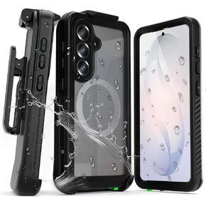الدافع لحافظة الهاتف Samsung s26، جسم كامل مقاوم للماء بزاوية 360 درجة مع حافظة بمشبك حزام، واقي شاشة مدمج، شحن مغناطيسي، مصمم لحافظة Samsung s26 مع واقي شاشة | 6.3 بوصة - أسود in Kuwait