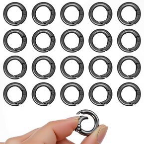 30 Pack Black Mini Carabiner Keychain, 18mm Spring O-Ring Small Key Rings, Metal Keychain Clip for DIY Crafts and Keychains in Kuwait