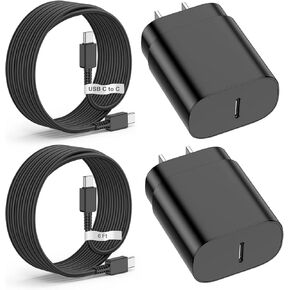 عبوتان لهاتف Samsung Galaxy S23 S22، S21، Note 20 شحن سريع من النوع C، 25 وات USB C شاحن سريع للغاية من النوع C كابل هاتف Android لهاتف Samsung Galaxy S20 Plus Ultra 2 × 6 قدم أسود in Kuwait