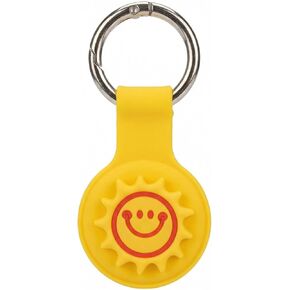 حافظة واقية من Sun Smiley لجهاز Apple AirTag، حامل AirTag من السيليكون اللطيف مع حلقة مفاتيح، ملحق سلسلة مفاتيح مقاومة للخدش من البولي كربونات للمفاتيح والحيوانات الأليفة والحقائب والاستخدام اليومي (أصفر) in Kuwait