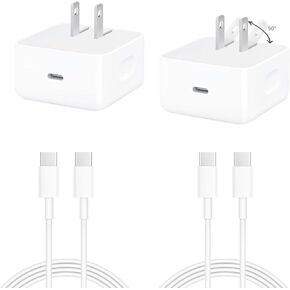 2-Pack USB-C Fast Charger for iPhone 17, Wall Charger, Comes with a 4-Foot Type-C Charging Cable, Compatible with iPhone 17/16/16 Plus/16 Pro/16 Pro Max/iPhone 15/15 Pro Max/iPad Pro/AirPods. in Kuwait