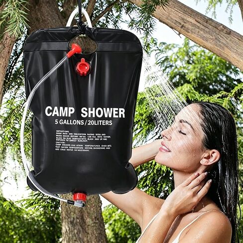 5 Gallons / 20L Camping Shower Bag, Portable Solar Bathing Bag with Removable Hose and On-Off Switchable Shower Head for Camping Beach Swimming Outdoor Traveling in Saudi Arabia