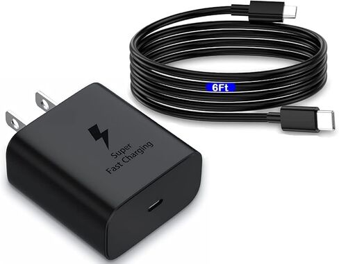 شاحن سامسونج S26 S25 شحن سريع للغاية 45 وات USB C شاحن فائق السرعة مع سلك كابل شاحن من النوع C بطول 6 أقدام لهاتف Samsung Galaxy S26/S25/S24/S23/S22/Ultra/Plus/FE، Z Fold/Z Flip، A55/A54/A53/C55 in Kuwait