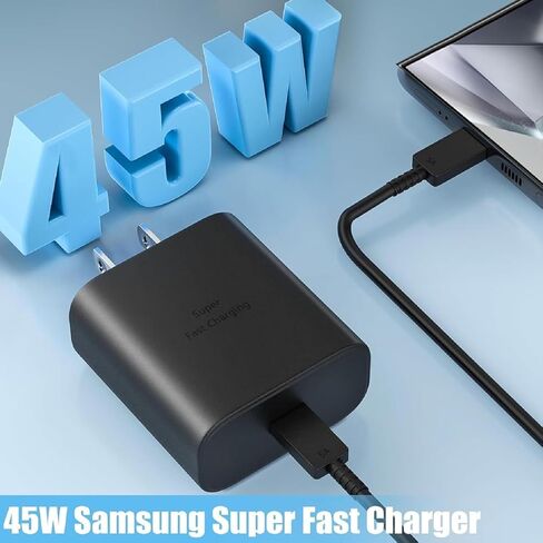 شاحن سامسونج S26 S25 شحن سريع للغاية 45 وات USB C شاحن فائق السرعة مع سلك كابل شاحن من النوع C بطول 6 أقدام لهاتف Samsung Galaxy S26/S25/S24/S23/S22/Ultra/Plus/FE، Z Fold/Z Flip، A55/A54/A53/C55 in Kuwait