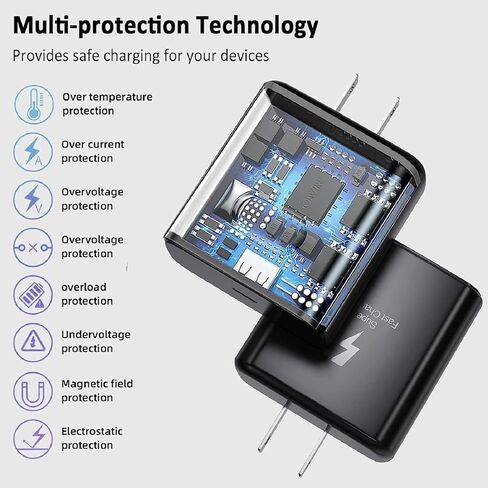 شاحن سامسونج S26 S25 شحن سريع للغاية 45 وات USB C شاحن فائق السرعة مع سلك كابل شاحن من النوع C بطول 6 أقدام لهاتف Samsung Galaxy S26/S25/S24/S23/S22/Ultra/Plus/FE، Z Fold/Z Flip، A55/A54/A53/C55 in Kuwait