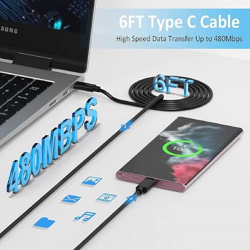 شاحن سامسونج S26 S25 شحن سريع للغاية 45 وات USB C شاحن فائق السرعة مع سلك كابل شاحن من النوع C بطول 6 أقدام لهاتف Samsung Galaxy S26/S25/S24/S23/S22/Ultra/Plus/FE، Z Fold/Z Flip، A55/A54/A53/C55 in Kuwait