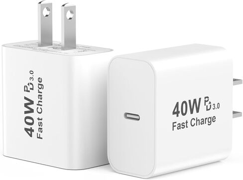 كتلة شاحن USB C 40 وات، 2 حزمة شاحن iPhone 17، شاحن حائط USB C 40 وات، محول طاقة USBC من النوع C Brick Cube لهاتف iPhone 17/17 Pro/17 Pro Max/Air، iPhone 16 15 14 13 12 11، Galaxy، برتقالي in Kuwait