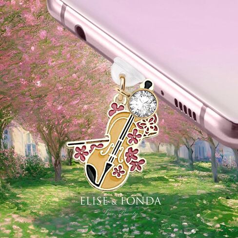 ELISE & FONDA TP696 Type-C Charging Port Anti Dust Plug Little Violin Cell Phone Charm for iPhone 15/16/Samsung/OnePlus/Xiaomi/oppo Android Phones (Yellow) in Kuwait